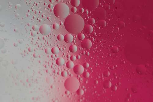 macro photo red molecules illustration bubble